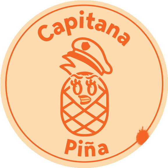 Sello de Capitana Piña: una piña con gorra de capitana